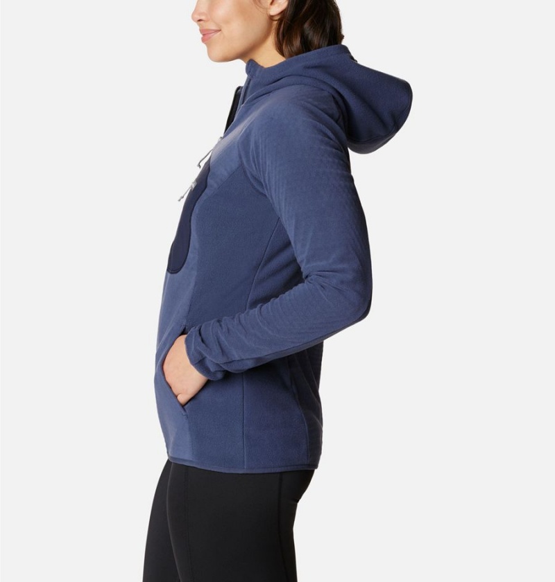 Columbia Outdoor Tracks Hooded Full Zip Women's Fleece Jacket Navy | QNCDIR-138