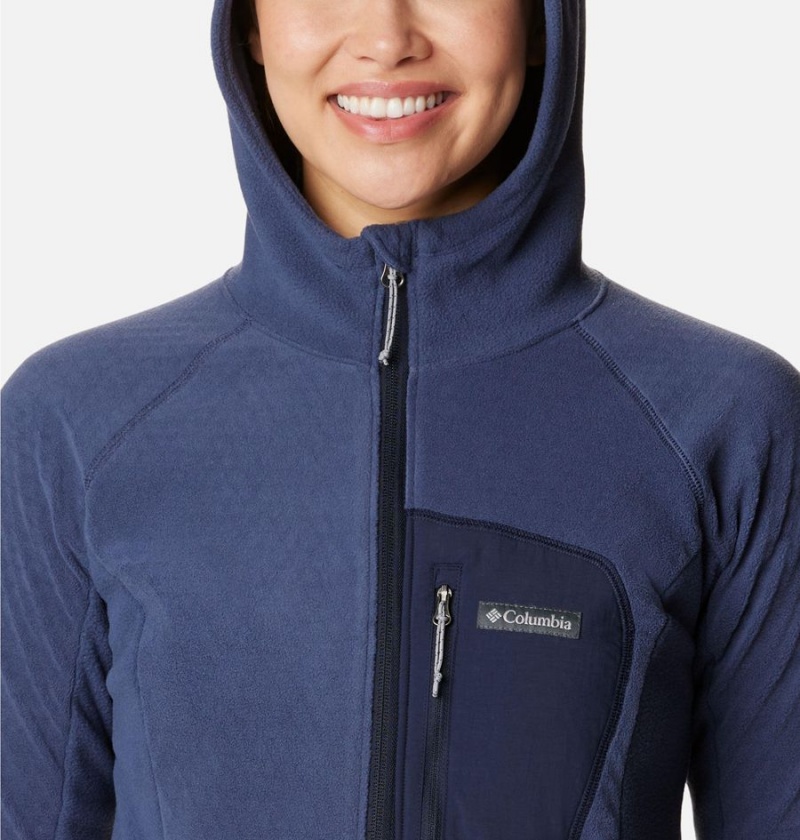 Columbia Outdoor Tracks Hooded Full Zip Women's Fleece Jacket Navy | QNCDIR-138