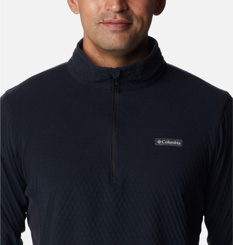 Columbia Overlook Pass Half Zip Shirt Men's Pullover Black | XKQBYP-297