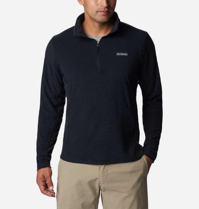 Columbia Overlook Pass Half Zip Shirt Men\'s Pullover Black | XKQBYP-297