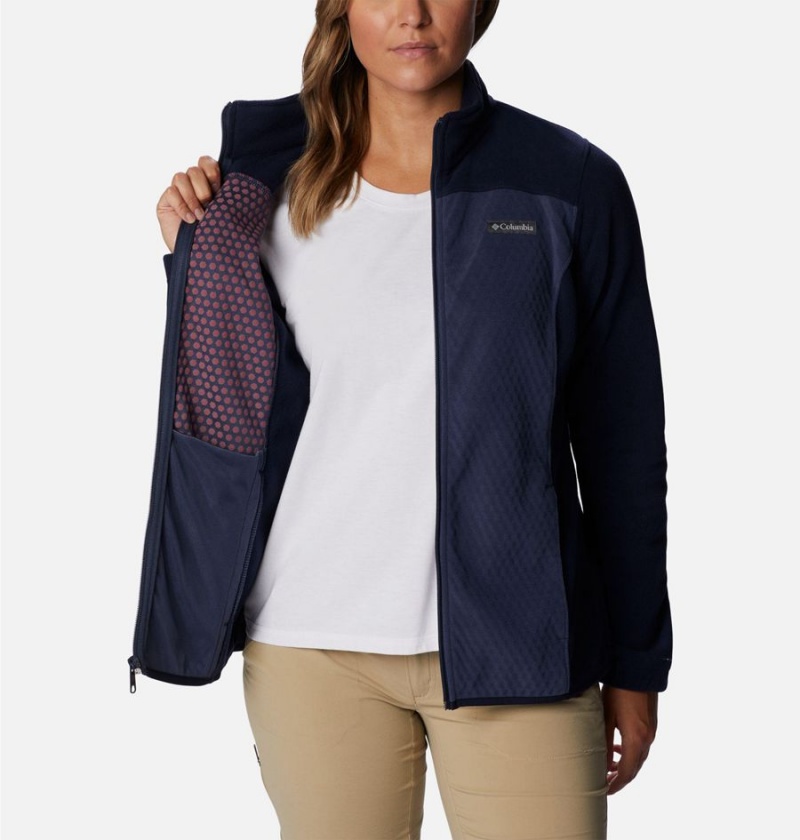 Columbia Overlook Trail Full Zip Women's Fleece Jacket Navy | SKJXUF-729