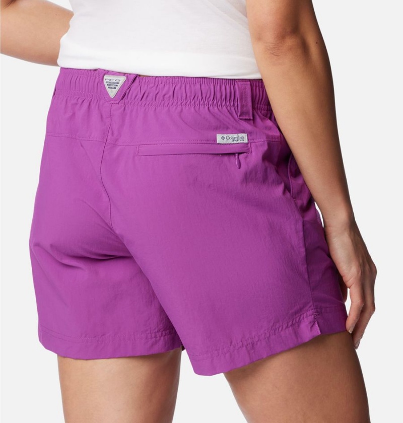 Columbia PFG Backcast Water Women's Shorts Purple | UTIXMK-106