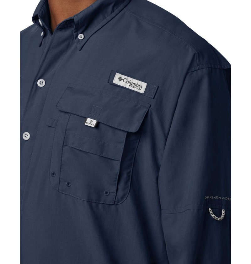 Columbia PFG Bahama II Long Sleeve Men's Shirt Navy | QNZHRG-827