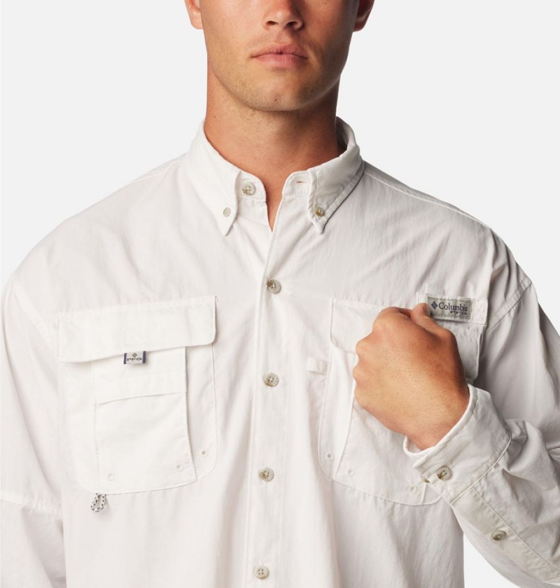 Columbia PFG Bahama II Long Sleeve Men's Shirt White | FXBPTJ-047