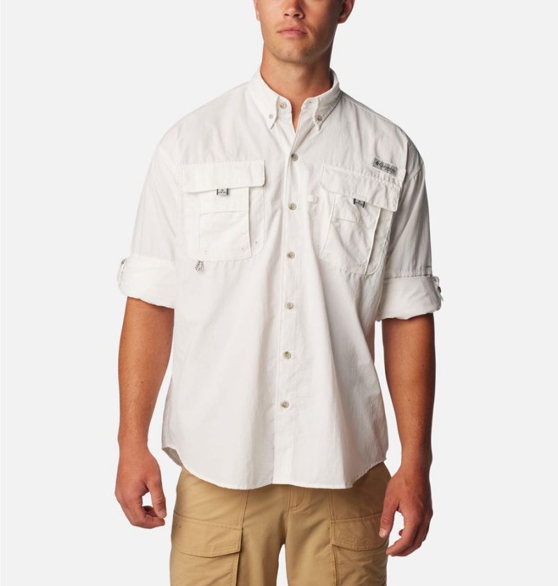 Columbia PFG Bahama II Long Sleeve Men's Shirt White | FXBPTJ-047