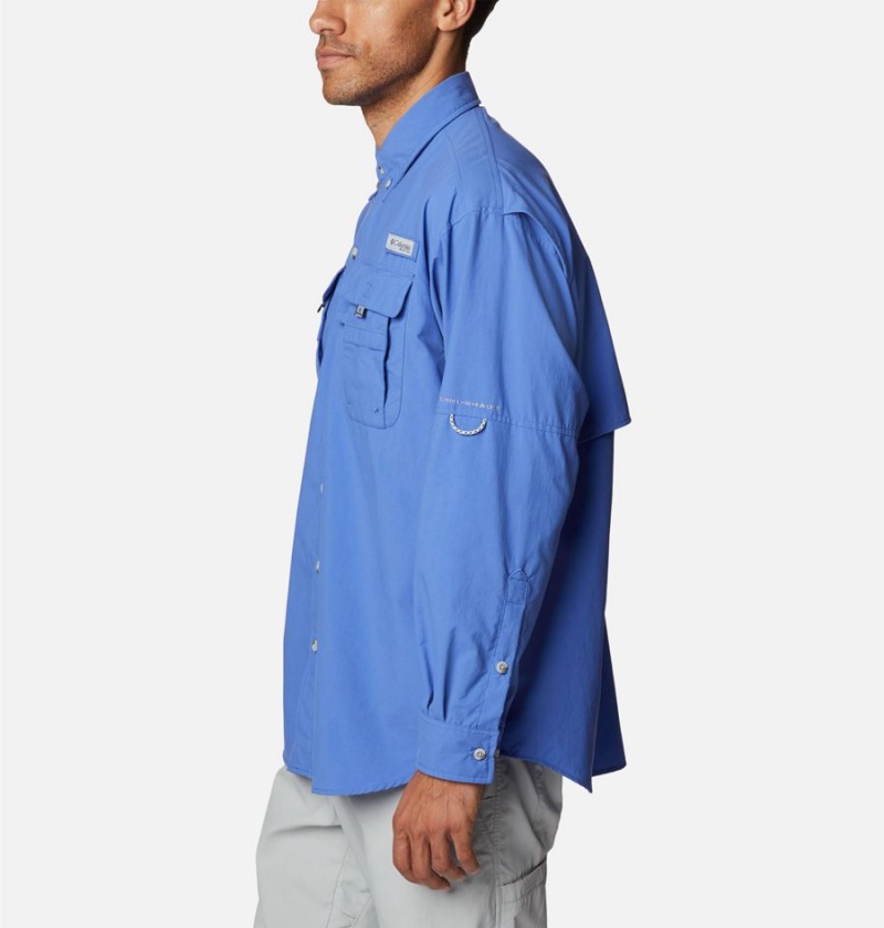 Columbia PFG Bahama II Long Sleeve Men's Shirt Blue | EBRWDT-653
