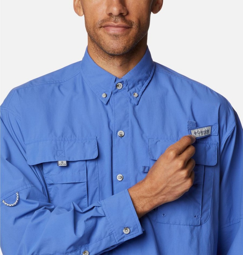 Columbia PFG Bahama II Long Sleeve Men's Shirt Blue | EBRWDT-653
