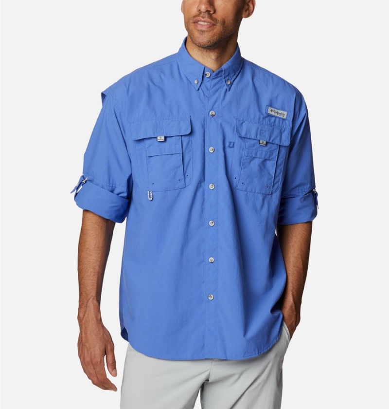 Columbia PFG Bahama II Long Sleeve Men's Shirt Blue | EBRWDT-653