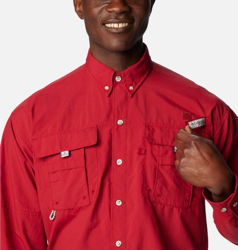 Columbia PFG Bahama II Long Sleeve Men's Shirt Red | DEXCIG-572