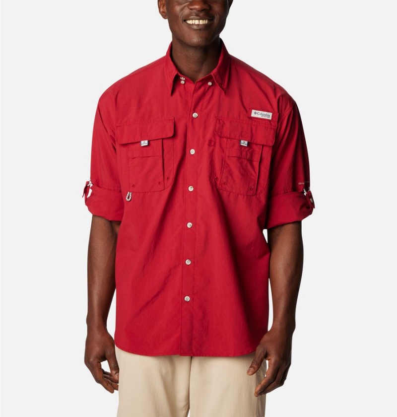 Columbia PFG Bahama II Long Sleeve Men's Shirt Red | DEXCIG-572