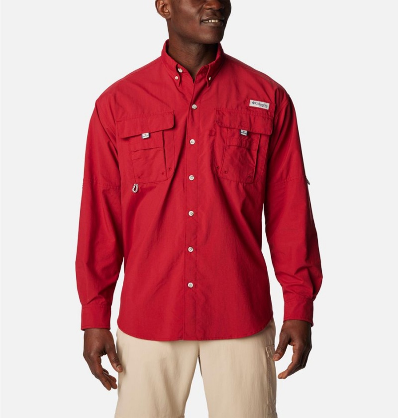 Columbia PFG Bahama II Long Sleeve Men\'s Shirt Red | DEXCIG-572