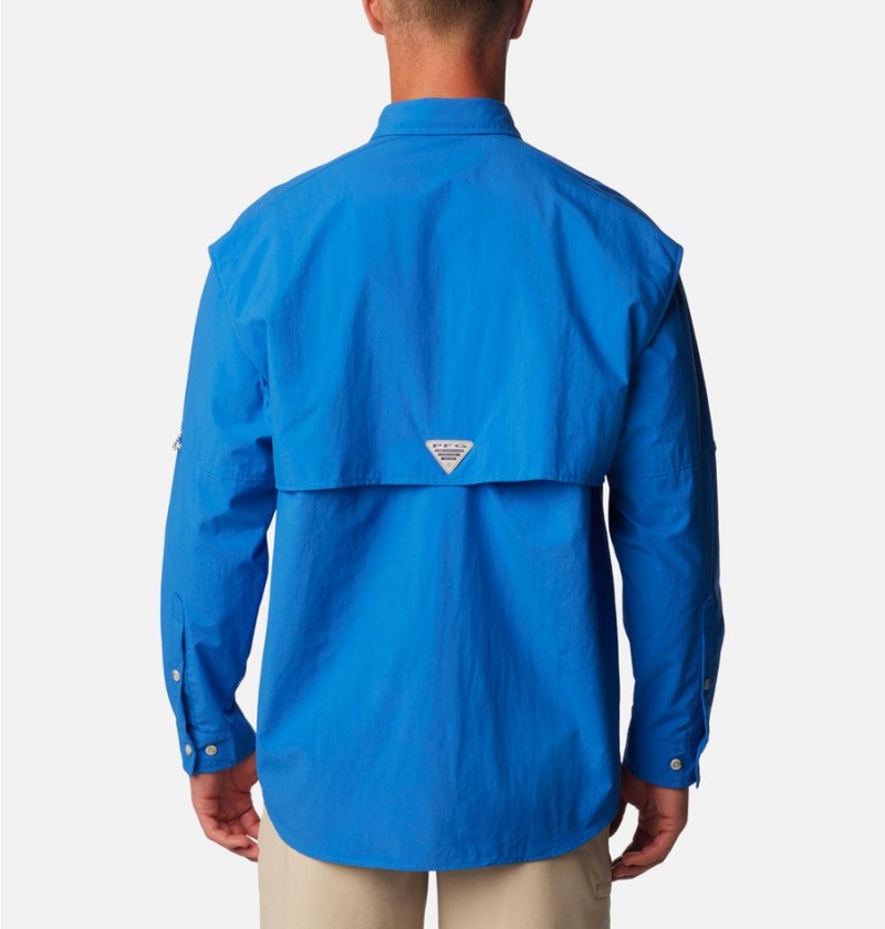 Columbia PFG Bahama II Long Sleeve Men's Shirt Blue | HDUJVX-309
