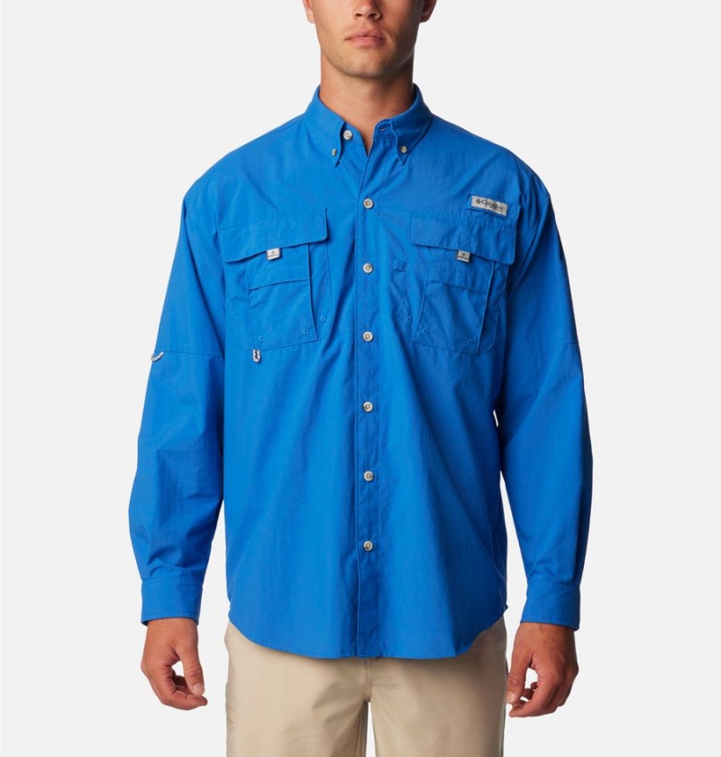 Columbia PFG Bahama II Long Sleeve Men\'s Shirt Blue | HDUJVX-309