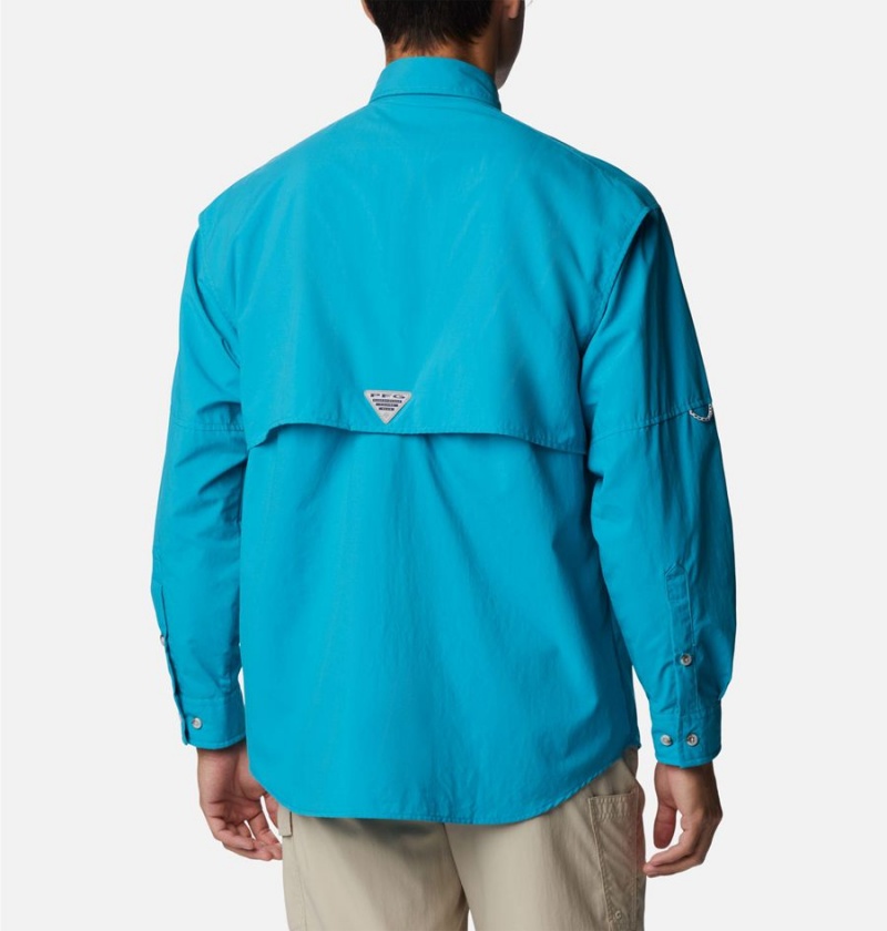 Columbia PFG Bahama II Long Sleeve Men's Shirt Turquoise | OUPZIL-514