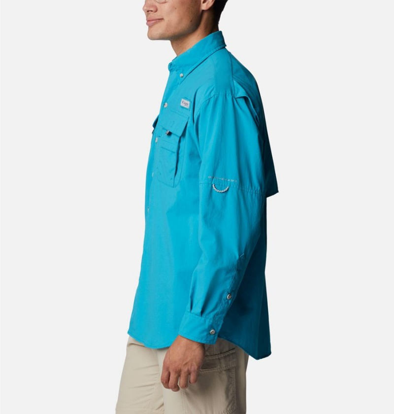 Columbia PFG Bahama II Long Sleeve Men's Shirt Turquoise | OUPZIL-514