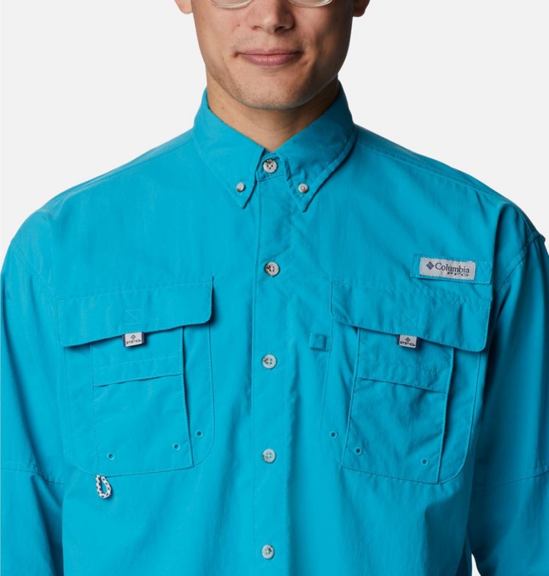 Columbia PFG Bahama II Long Sleeve Men's Shirt Turquoise | OUPZIL-514
