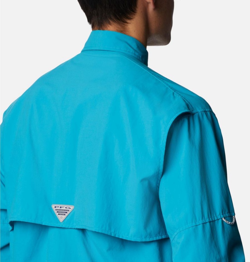 Columbia PFG Bahama II Long Sleeve Men's Shirt Turquoise | OUPZIL-514