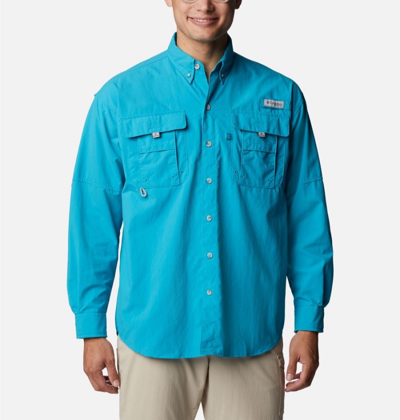 Columbia PFG Bahama II Long Sleeve Men\'s Shirt Turquoise | OUPZIL-514