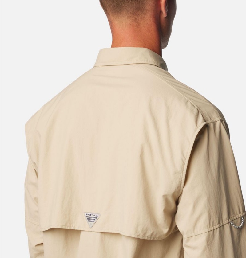 Columbia PFG Bahama II Long Sleeve Men's Shirt Khaki | ZSHGUW-079