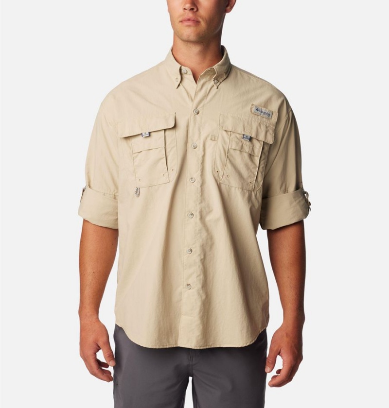 Columbia PFG Bahama II Long Sleeve Men's Shirt Khaki | ZSHGUW-079