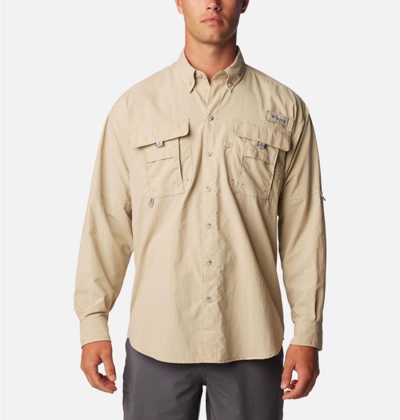 Columbia PFG Bahama II Long Sleeve Men\'s Shirt Khaki | ZSHGUW-079