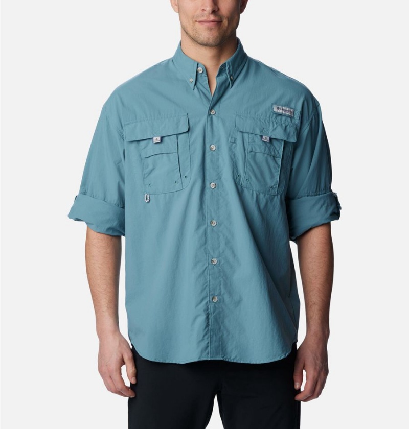 Columbia PFG Bahama II Long Sleeve Men's Shirt Turquoise | PSDZLU-845