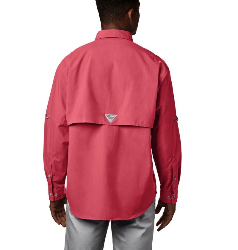 Columbia PFG Bahama II Long Sleeve Men's Shirt Red | RQMZOE-248