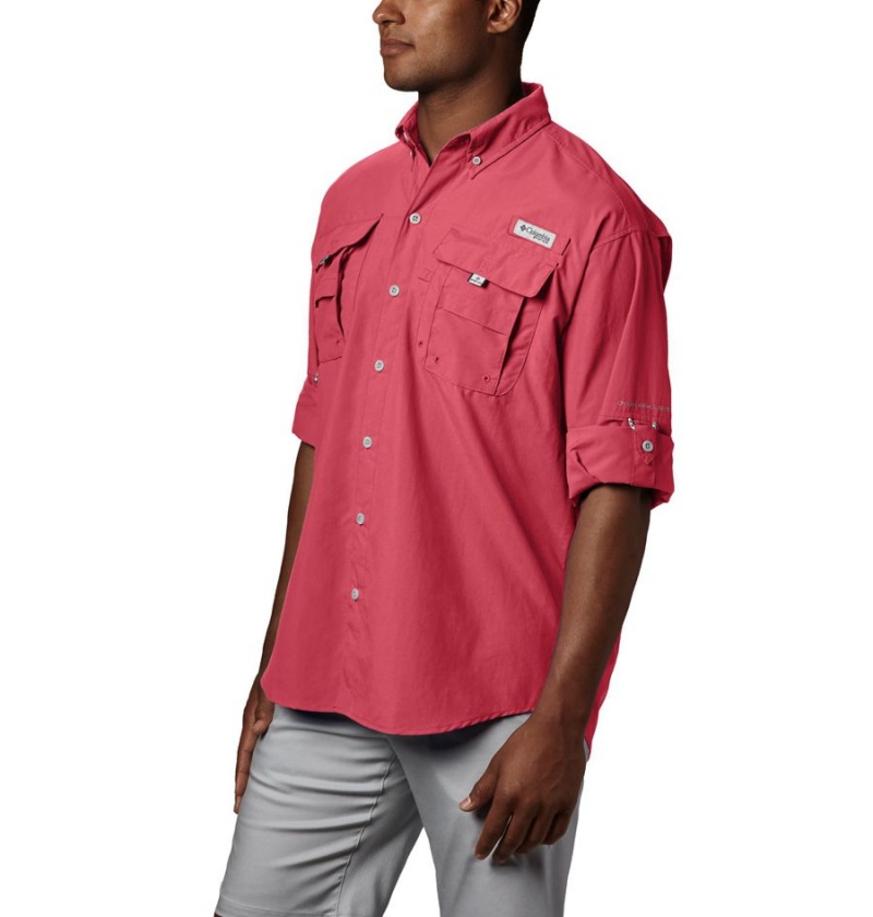 Columbia PFG Bahama II Long Sleeve Men's Shirt Red | RQMZOE-248