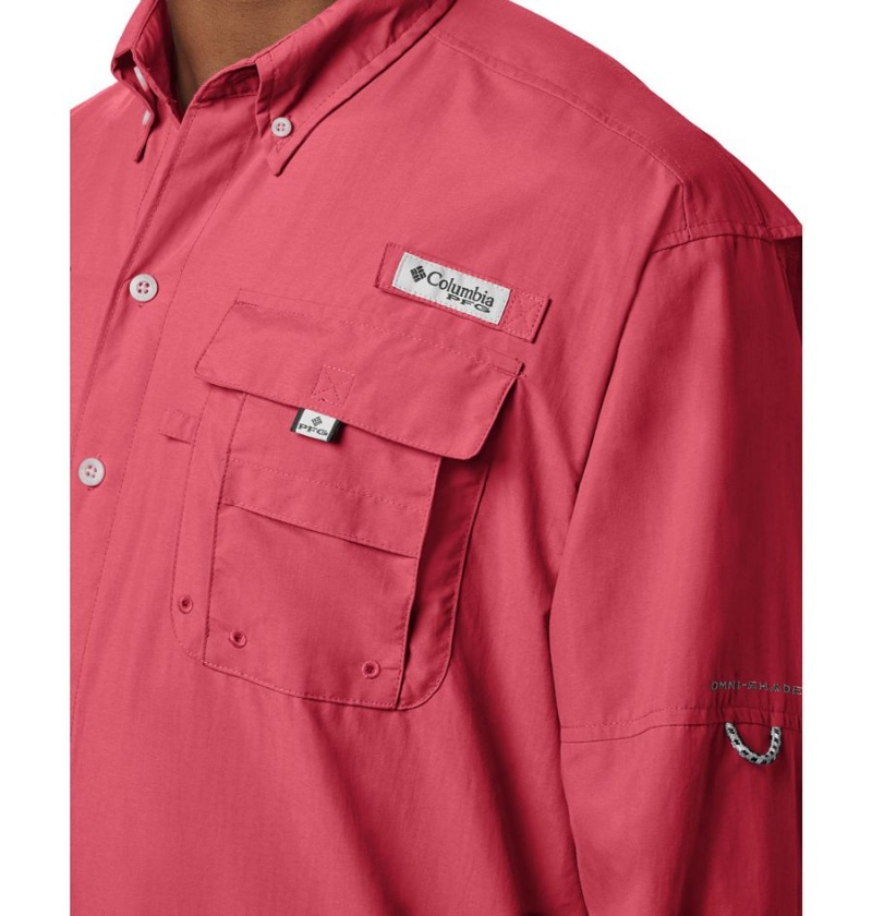 Columbia PFG Bahama II Long Sleeve Men's Shirt Red | RQMZOE-248