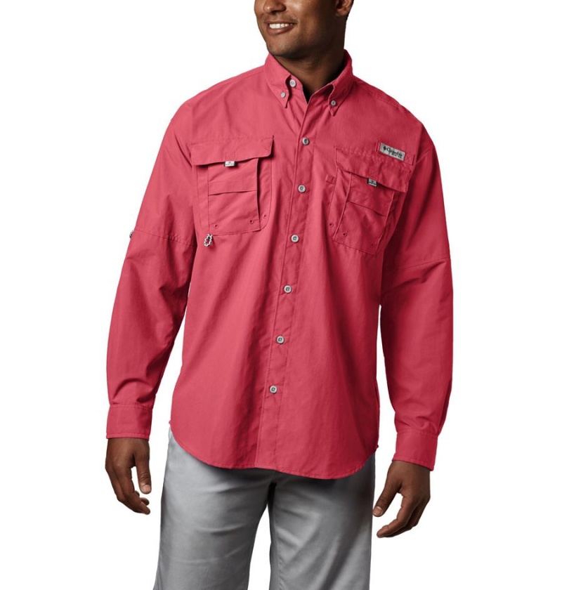 Columbia PFG Bahama II Long Sleeve Men\'s Shirt Red | RQMZOE-248