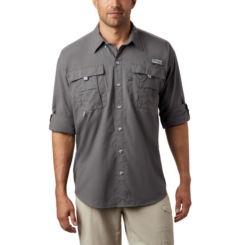 Columbia PFG Bahama II Long Sleeve Men's Shirt Grey | WIOLFU-821