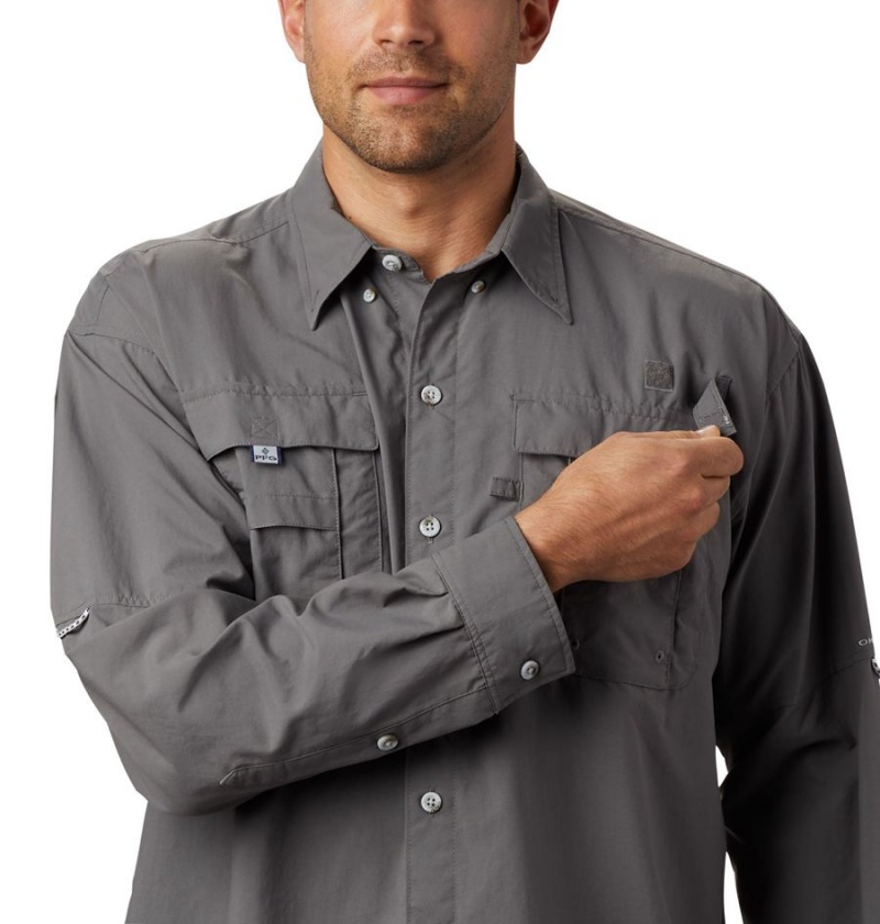 Columbia PFG Bahama II Long Sleeve Men's Shirt Grey | WIOLFU-821