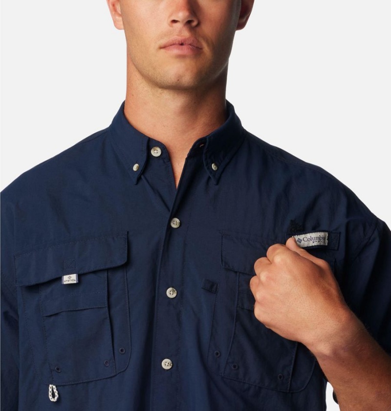 Columbia PFG Bahama II Short Sleeve Men's Shirt Navy | QCXANJ-074