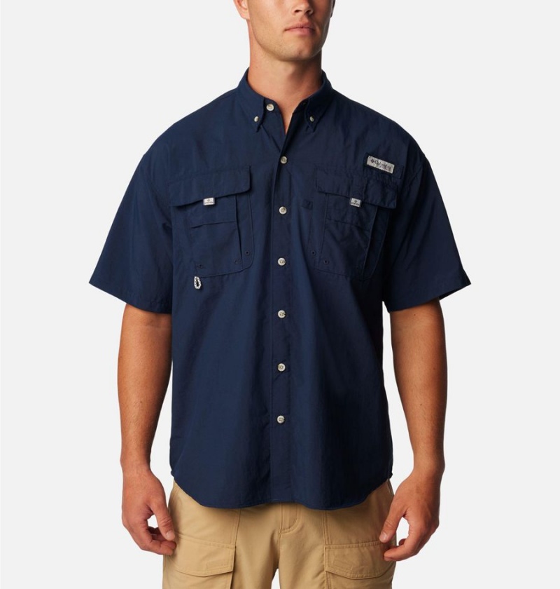 Columbia PFG Bahama II Short Sleeve Men's Shirt Navy | QCXANJ-074