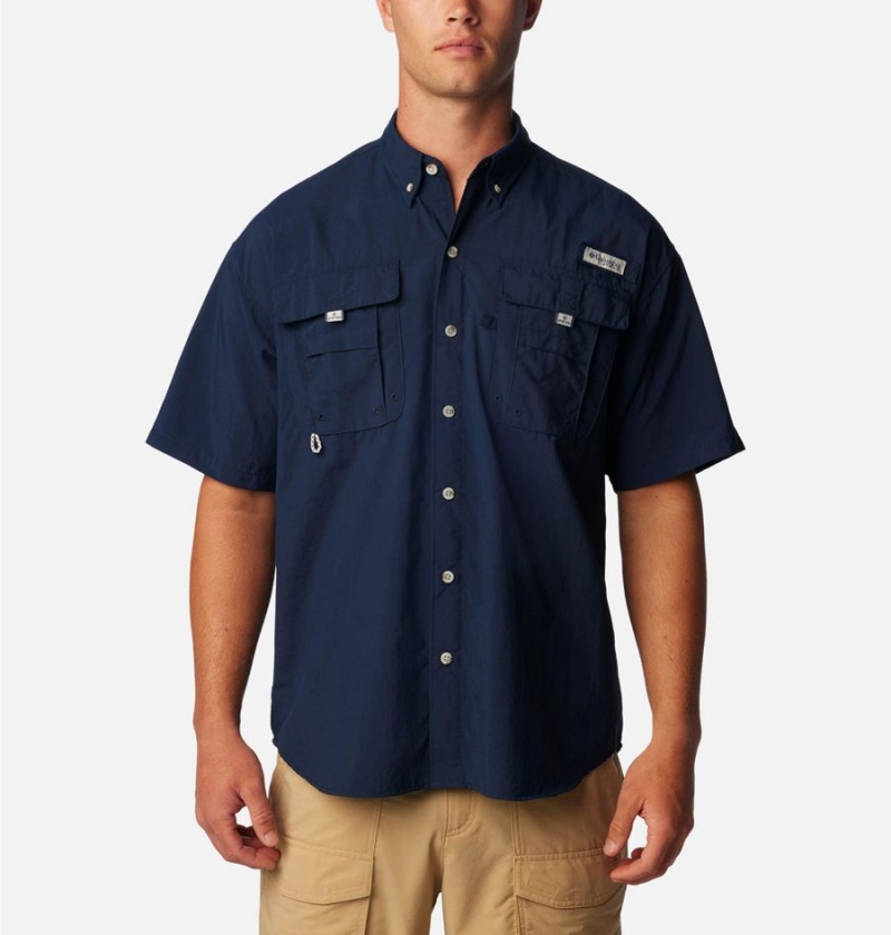Columbia PFG Bahama II Short Sleeve Men\'s Shirt Navy | QCXANJ-074