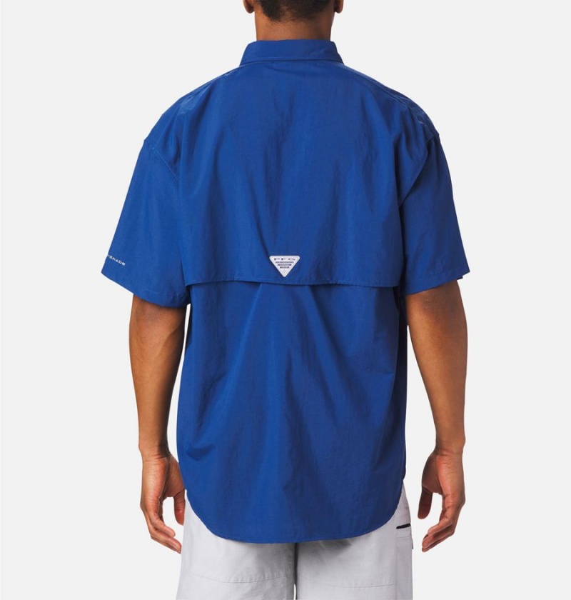 Columbia PFG Bahama II Short Sleeve Men's Shirt Blue | FWKRXG-765