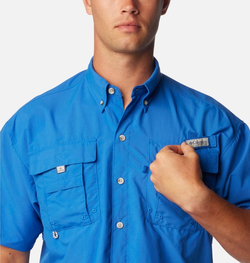 Columbia PFG Bahama II Short Sleeve Men's Shirt Blue | JCQMDE-816