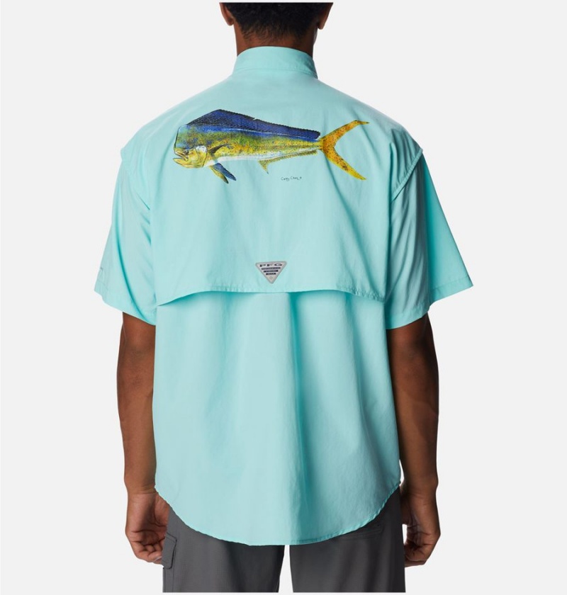 Columbia PFG Bahama Icon Short Sleeve Men's Shirt Turquoise | JPZILS-658