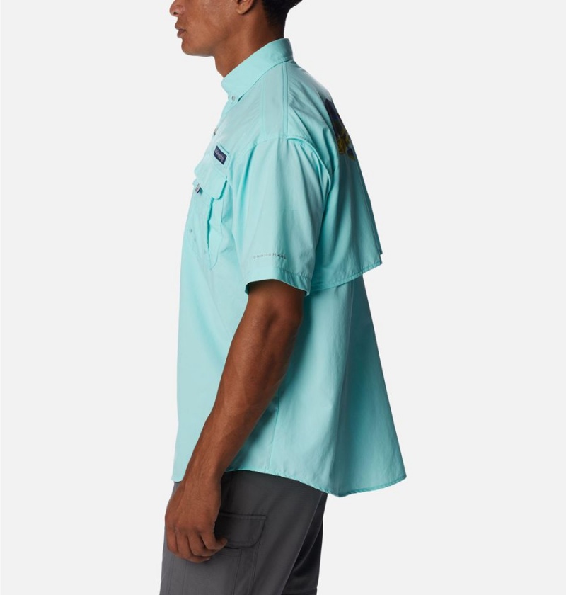 Columbia PFG Bahama Icon Short Sleeve Men's Shirt Turquoise | JPZILS-658