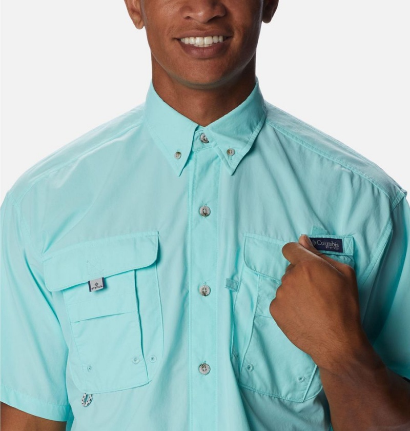 Columbia PFG Bahama Icon Short Sleeve Men's Shirt Turquoise | JPZILS-658