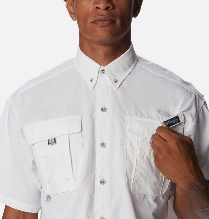 Columbia PFG Bahama Icon Short Sleeve Men's Shirt White | GQNDBS-304