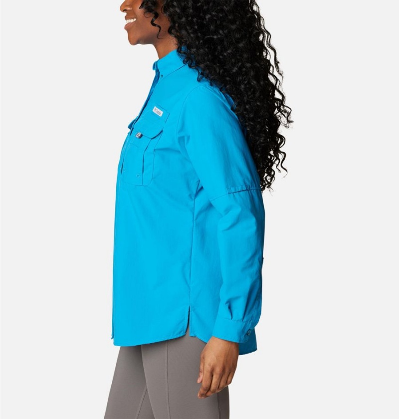 Columbia PFG Bahama Long Sleeve Women's Shirt Blue | YKRCUD-238
