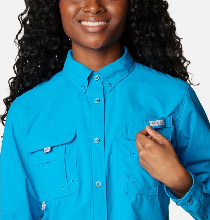 Columbia PFG Bahama Long Sleeve Women's Shirt Blue | YKRCUD-238