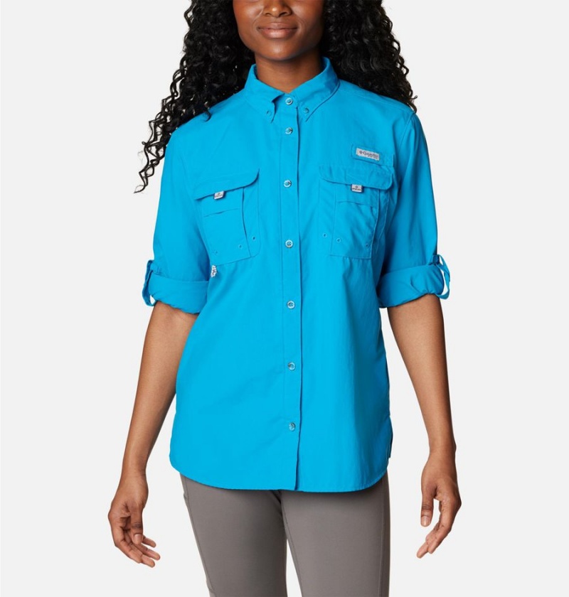 Columbia PFG Bahama Long Sleeve Women's Shirt Blue | YKRCUD-238