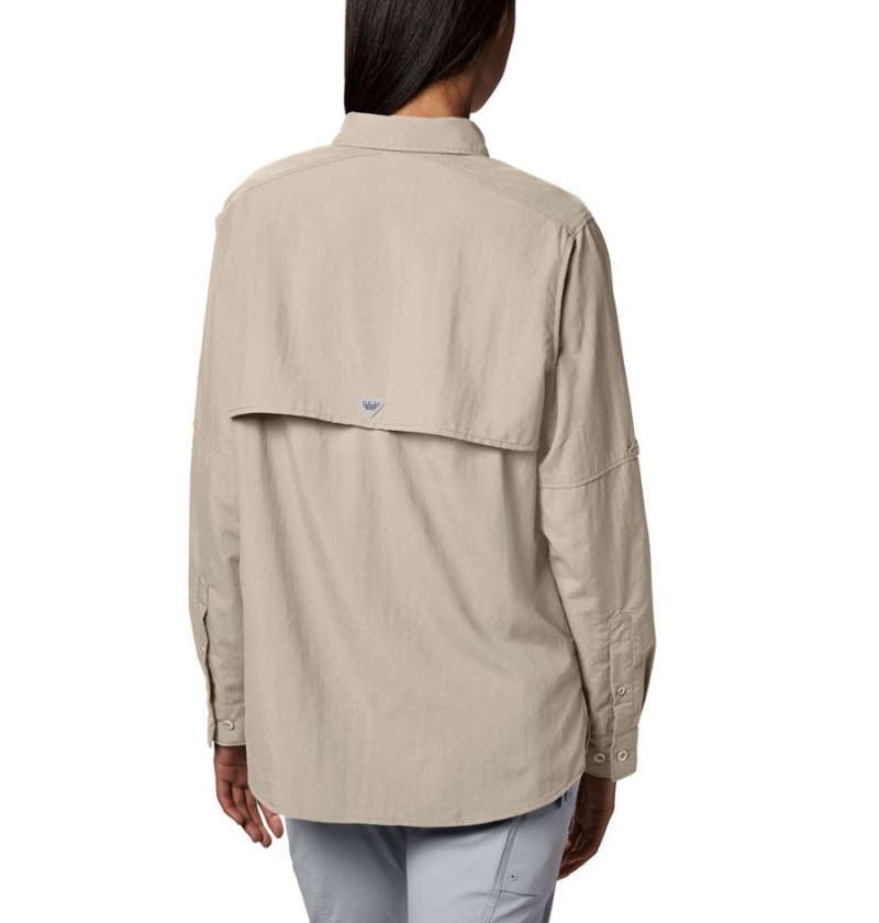 Columbia PFG Bahama Long Sleeve Women's Shirt Khaki | VZEBTY-386