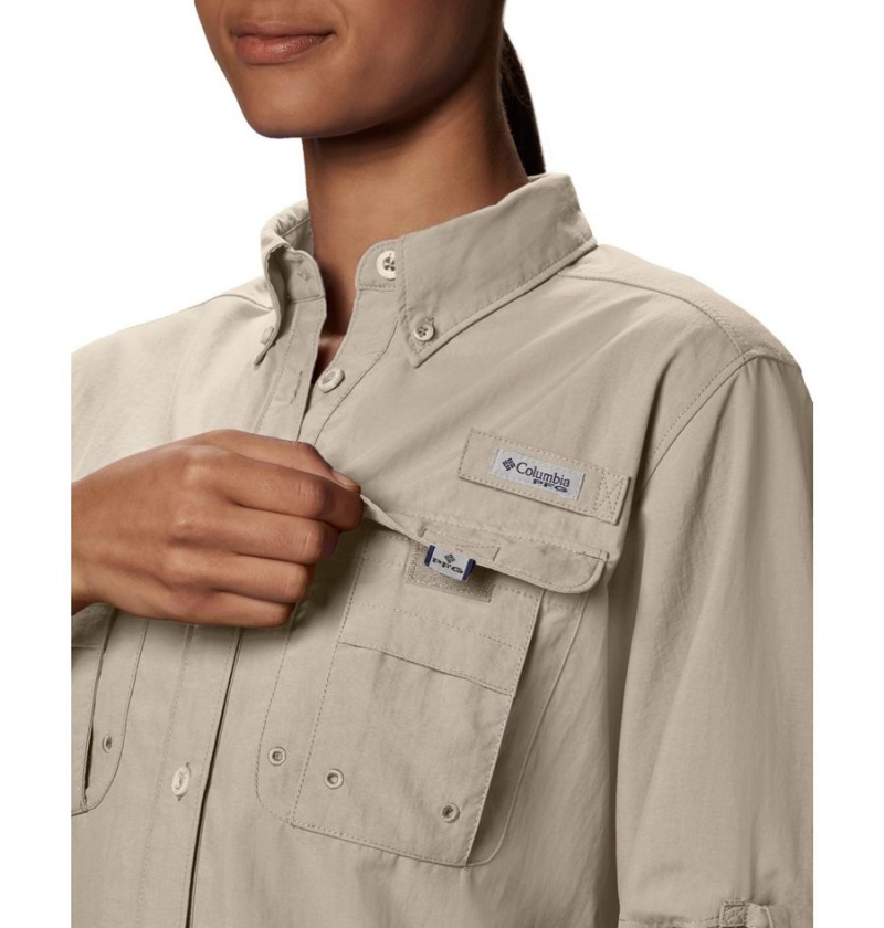 Columbia PFG Bahama Long Sleeve Women's Shirt Khaki | VZEBTY-386