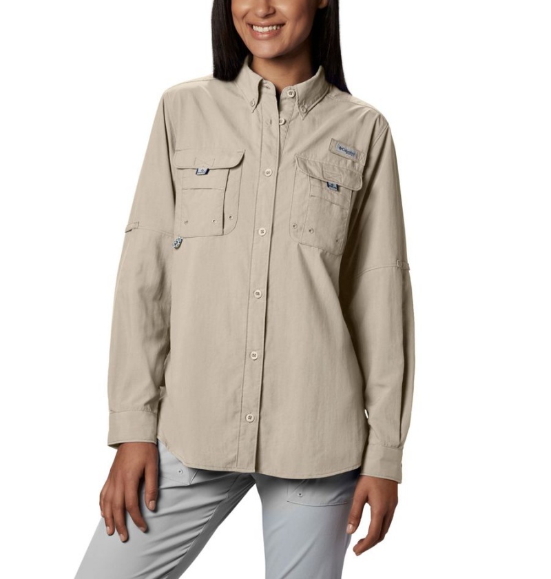 Columbia PFG Bahama Long Sleeve Women\'s Shirt Khaki | VZEBTY-386