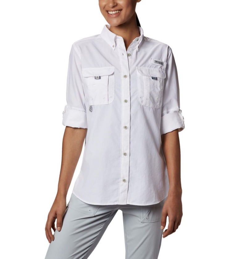 Columbia PFG Bahama Long Sleeve Women's Shirt White | SQIEKG-305