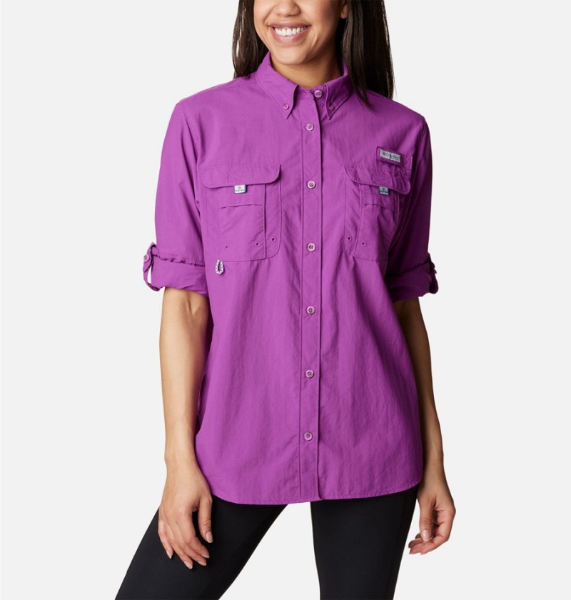 Columbia PFG Bahama Long Sleeve Women's Shirt Purple | APFURZ-385