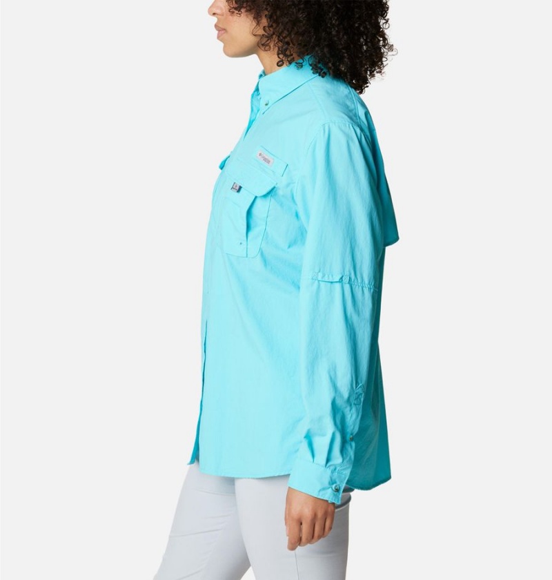 Columbia PFG Bahama Long Sleeve Women's Shirt Blue | QEBUOM-120